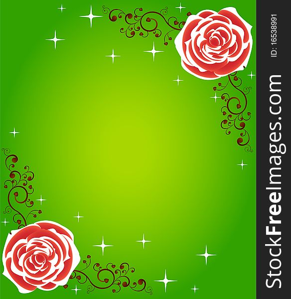 Elegant Rose frame with stars. Beautiful bright colors. Can be used as Valentines day card, Wedding day card or background etc. Elegant Rose frame with stars. Beautiful bright colors. Can be used as Valentines day card, Wedding day card or background etc.