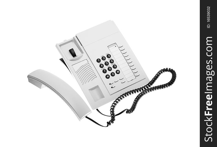 Telephone with receiver off isolated over white background