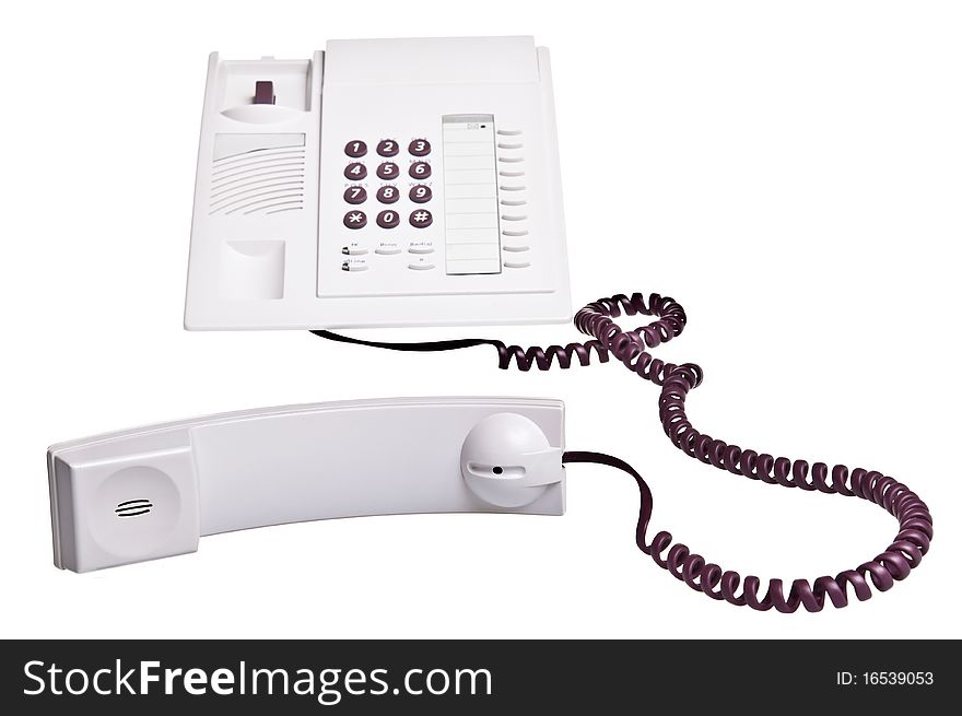 Telephone with receiver off isolated over white background