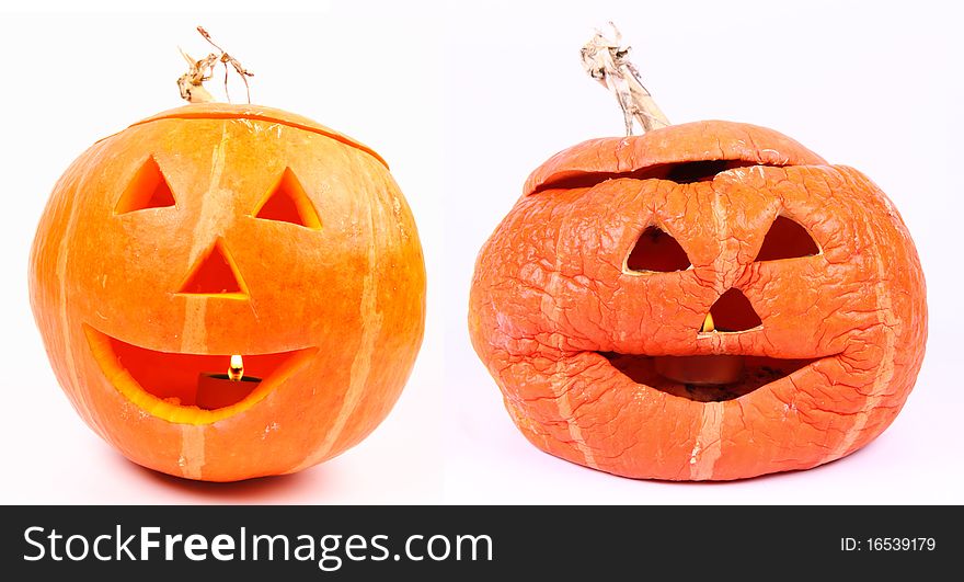 Jack o'lantern before and after halloween. Jack o'lantern before and after halloween