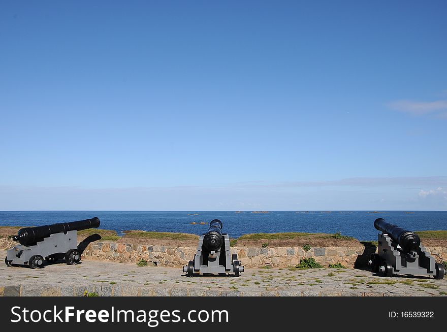 Cannons At Portelet Harbour, Guernsey