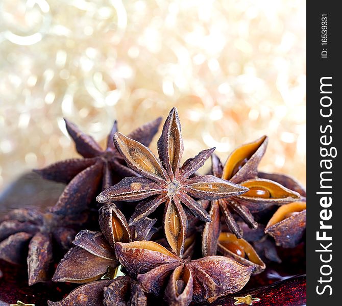 Star anise on plate for christmas