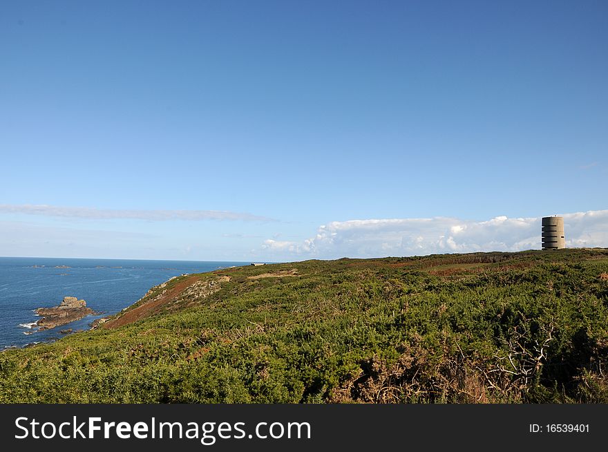 Pleinmont Tower on Guernsey coast