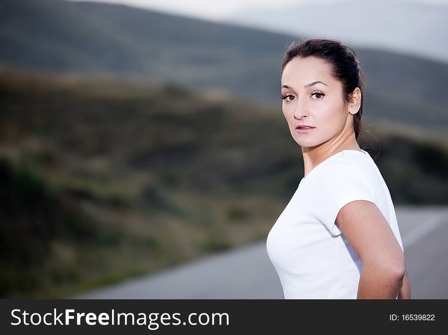 Beautiful woman portrait, outdoor portrait. Beautiful woman portrait, outdoor portrait