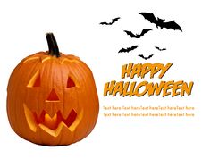 Scary Halloween Pumpkins & Bats Stock Photos