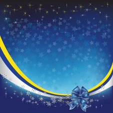 Christmas Greeting With Blue Bow Royalty Free Stock Photography Christmas Greeting With Blue Bow Royalty Free Stock Photography