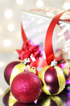 Three Red Christmas Balls Stock Photos Three Red Christmas Balls Stock Photos