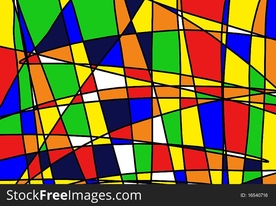 Illustration of black lines filled with bright colors. Illustration of black lines filled with bright colors