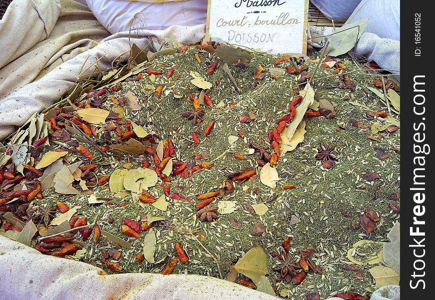 A collection of mediterranian spices on a market