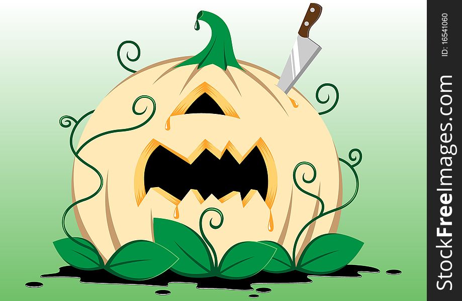 Illustration of the pumpkin with a carved mouth and one eye, which is prepared for the holiday Halloween. Illustration of the pumpkin with a carved mouth and one eye, which is prepared for the holiday Halloween