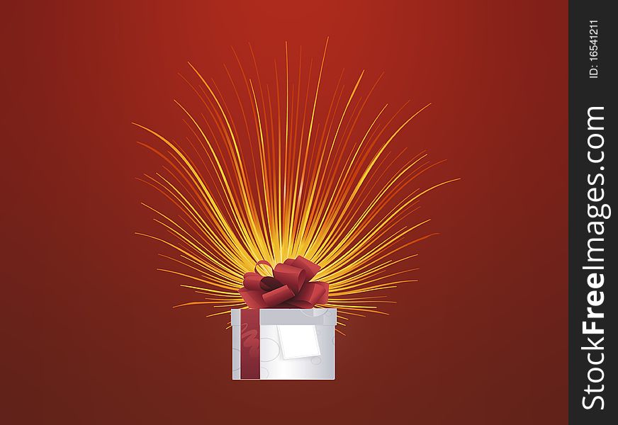 White gift box with isolated on red background.