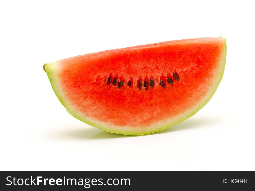 Fresh juicy slice of watermelon on white background. Fresh juicy slice of watermelon on white background