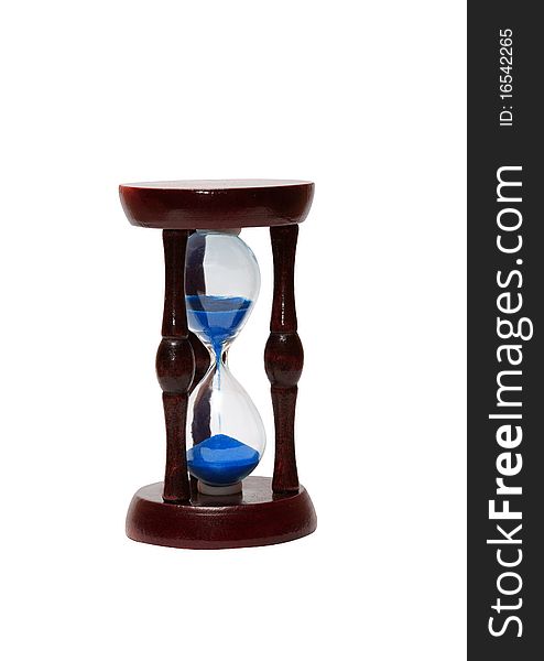 Vintage wooden hourglass isolated on white background with clipping path. Vintage wooden hourglass isolated on white background with clipping path