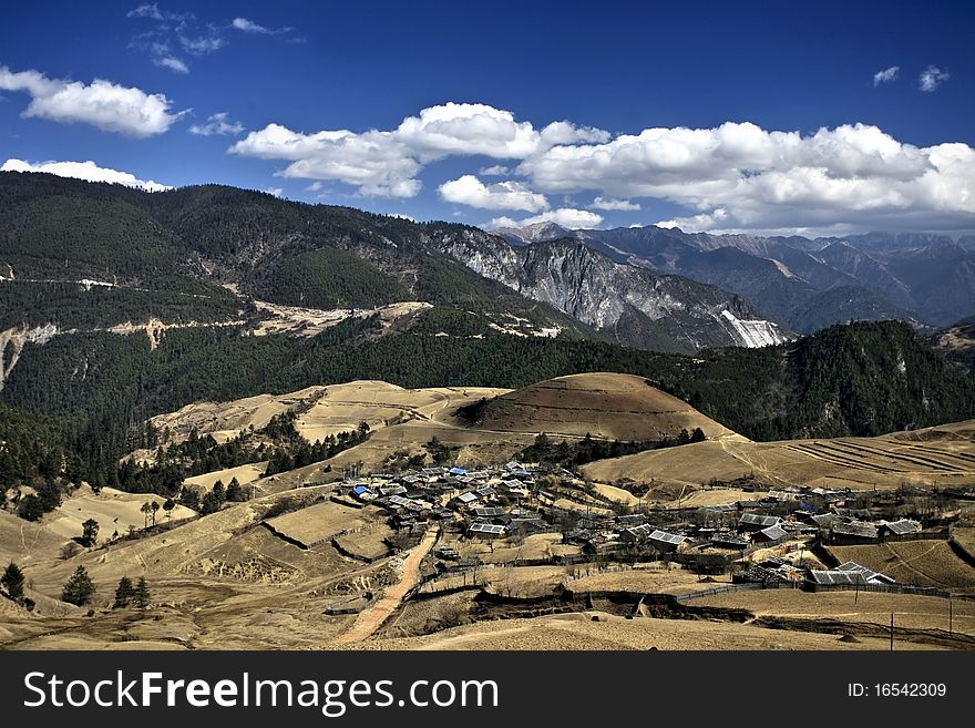 Peaceful Village At Shangri La In China