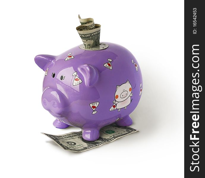 Piggy moneybox with money