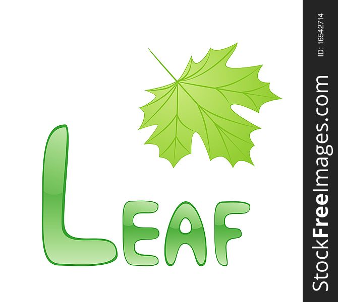 Funny alphabet for children. Leaf - letter L. Funny alphabet for children. Leaf - letter L.