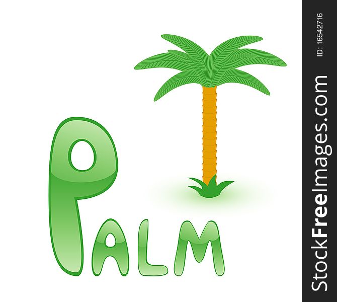 Funny alphabet for children. Palm - letter P. Funny alphabet for children. Palm - letter P.