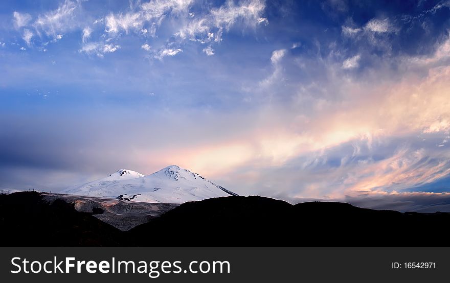 Dawning in blue and rose tone. Natural composition