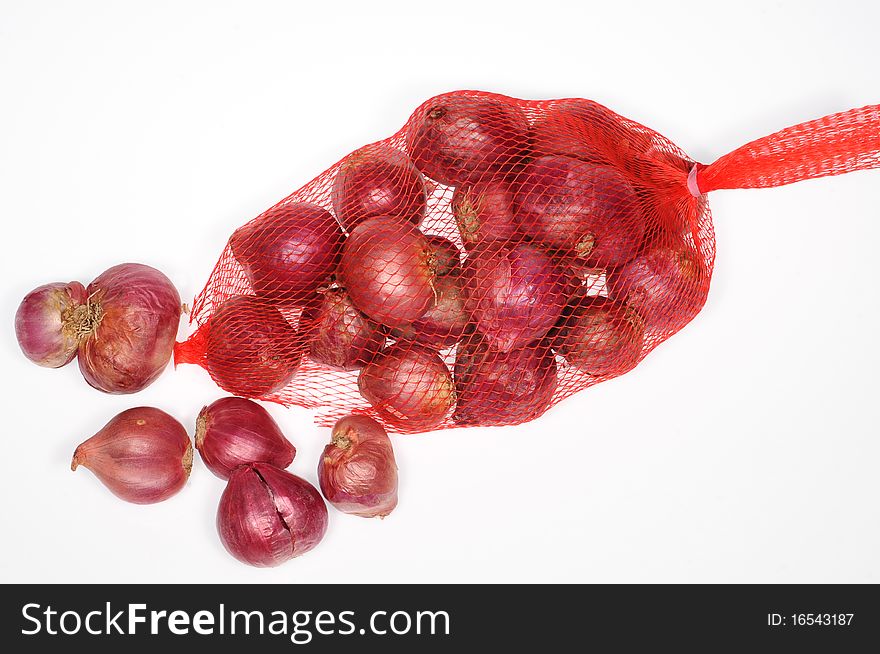 Red Onions On White Background