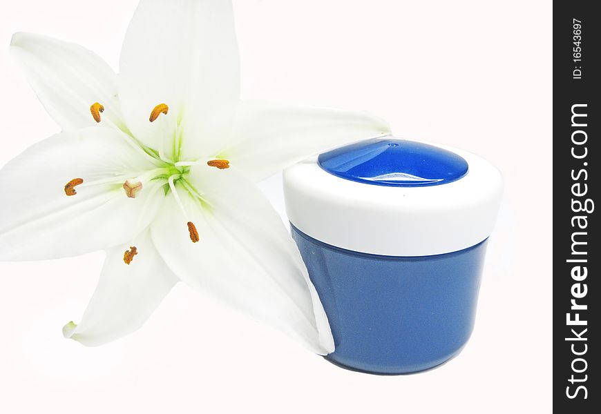 Cosmetic creme for face health-care with lily flower