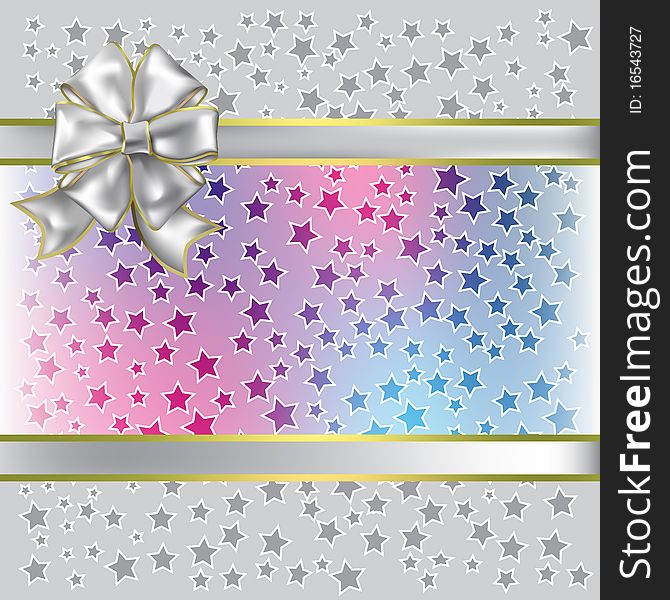 Christmas gift white bow on grey background