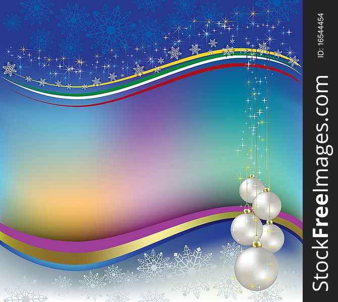 Christmas greeting pearl balls on a colored background