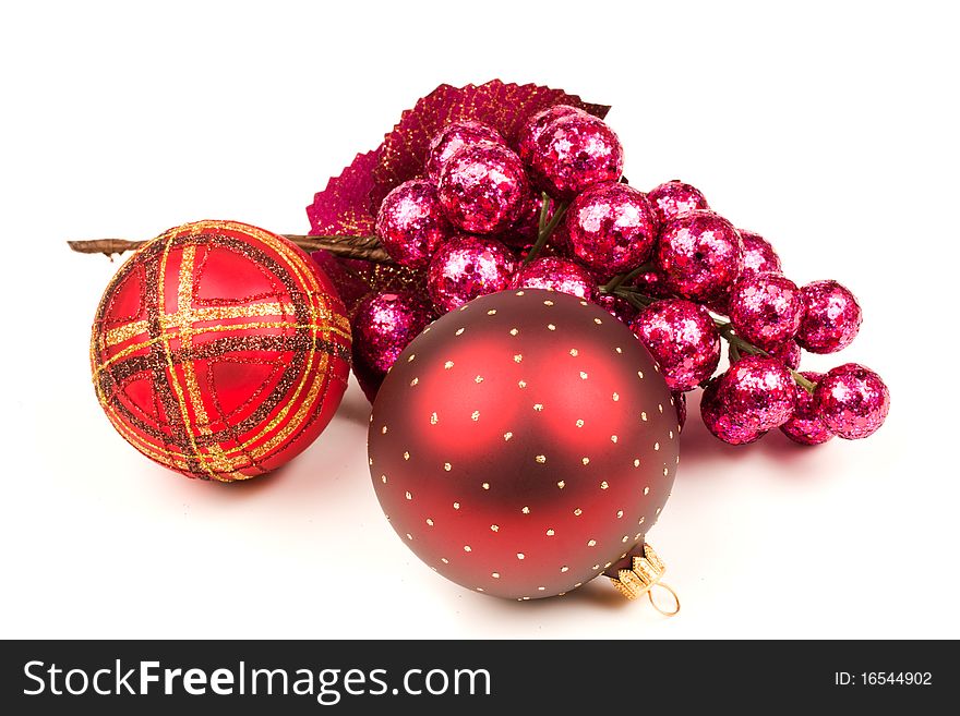 Selection of christmas decorations on a white background