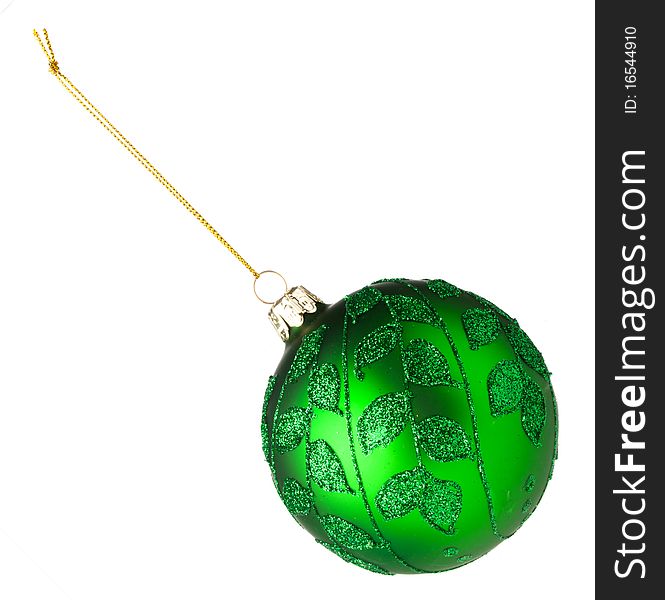 Green bauble for Christmas Tree on white background. Green bauble for Christmas Tree on white background