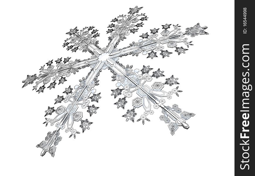 3D-modelled snowflake related to notions such as winter, purity and christmas. 3D-modelled snowflake related to notions such as winter, purity and christmas