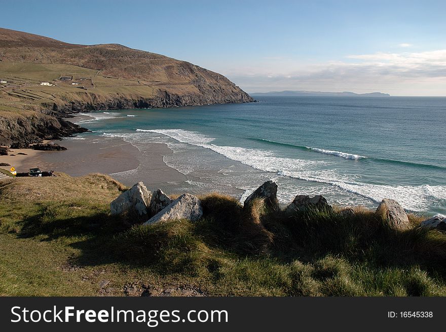 A view of Coumeenoole Bay, Dingle Peninsula in Ireland