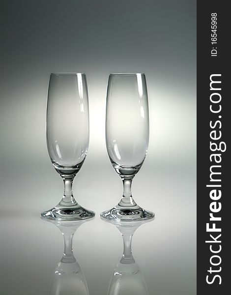 Couple of glasses for drink with reflex