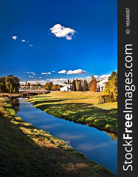 Factory on the river. Landscape 2