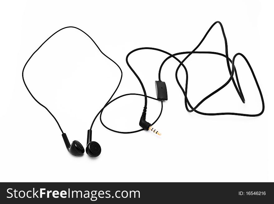 Black earphones isolated on white