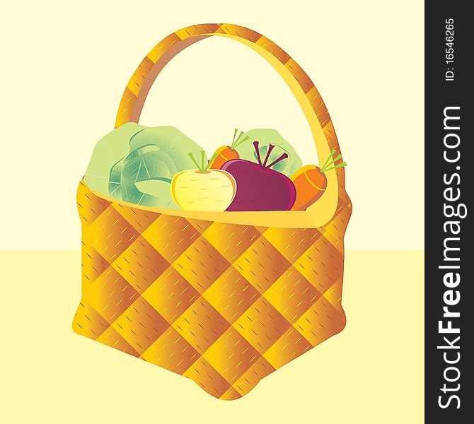 Vector Image baskets of vegetables, the harvest - cabbage, carrots, turnips, beets. Vector Image baskets of vegetables, the harvest - cabbage, carrots, turnips, beets.