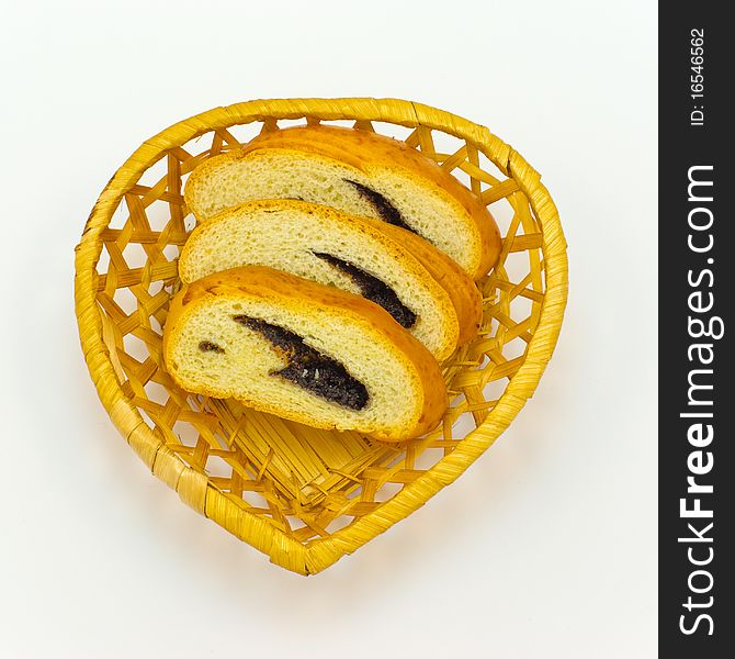Meat Loaf With Poppy Seeds In The Basket Heart.