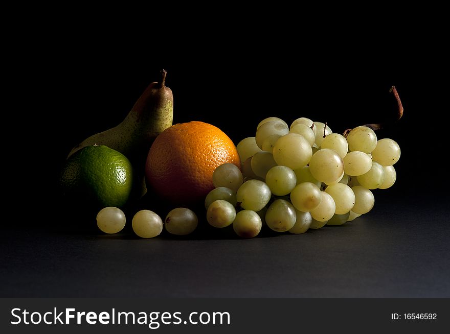 Mixed Fruit On A Black Background