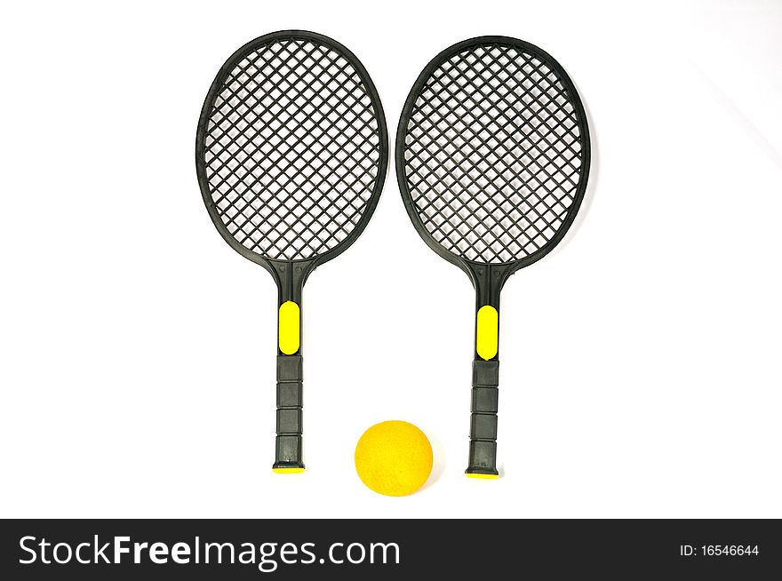 Pair black rackets isolated on a white background
