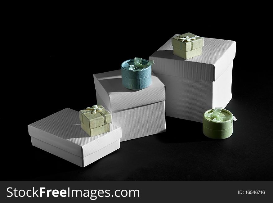 Gift Boxes On A Black Background