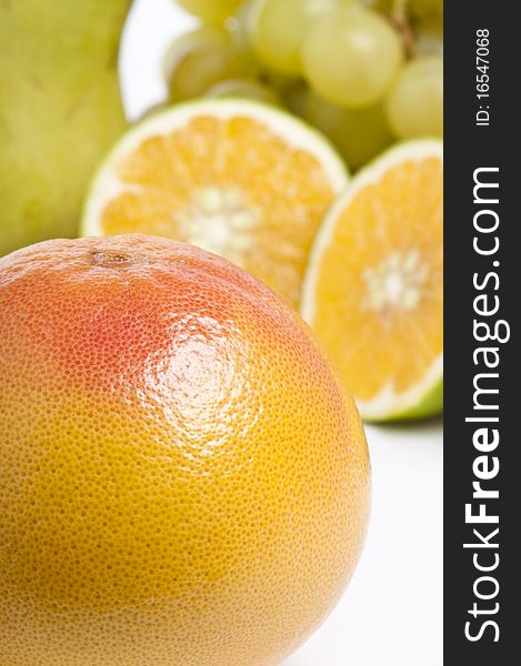 Composition of fruits on white background