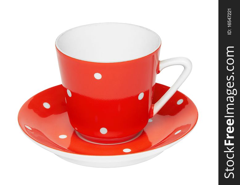 Red cup isolated on the white background