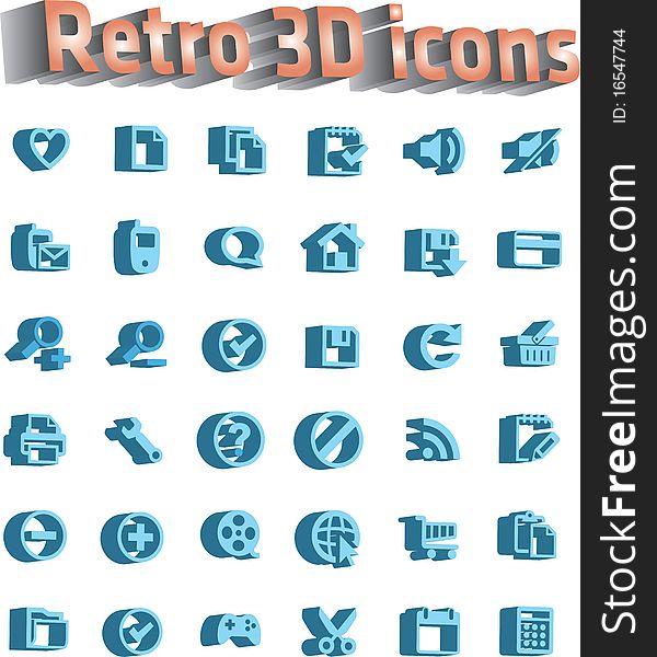 Universal Icon Set - Retro 3d Icons