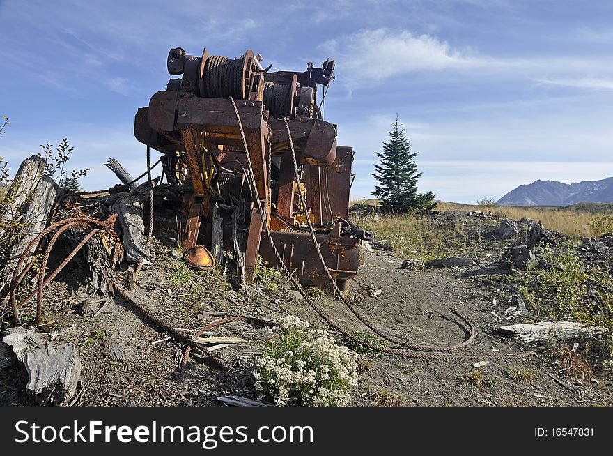 Logging equipment destroyed in the 1980 eruption of Mt. St. Helens