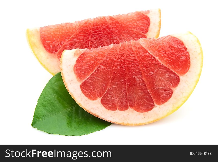 Two lobes of a grapefruit