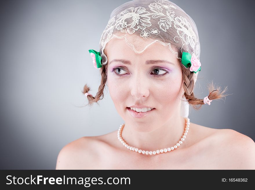 Decicing Cute Young Bride Biting Her Lips