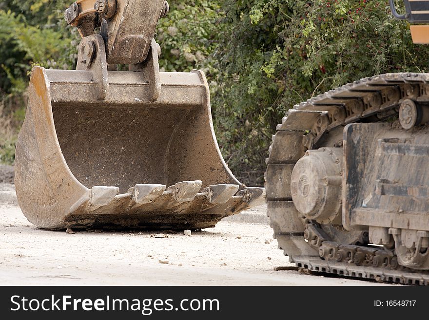 Heavy building bulldozer close up