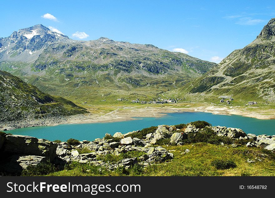 Spluga, a small tourist town in the Italian Alps. Spluga, a small tourist town in the Italian Alps