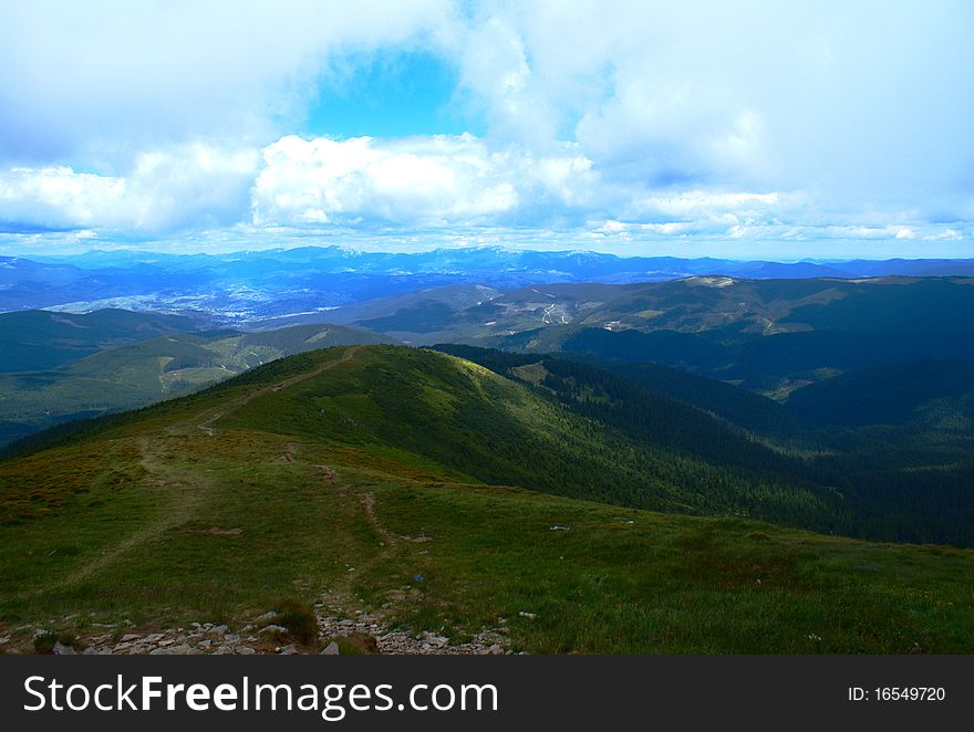 Green mountain landscape in Karpaty (Ukrain)