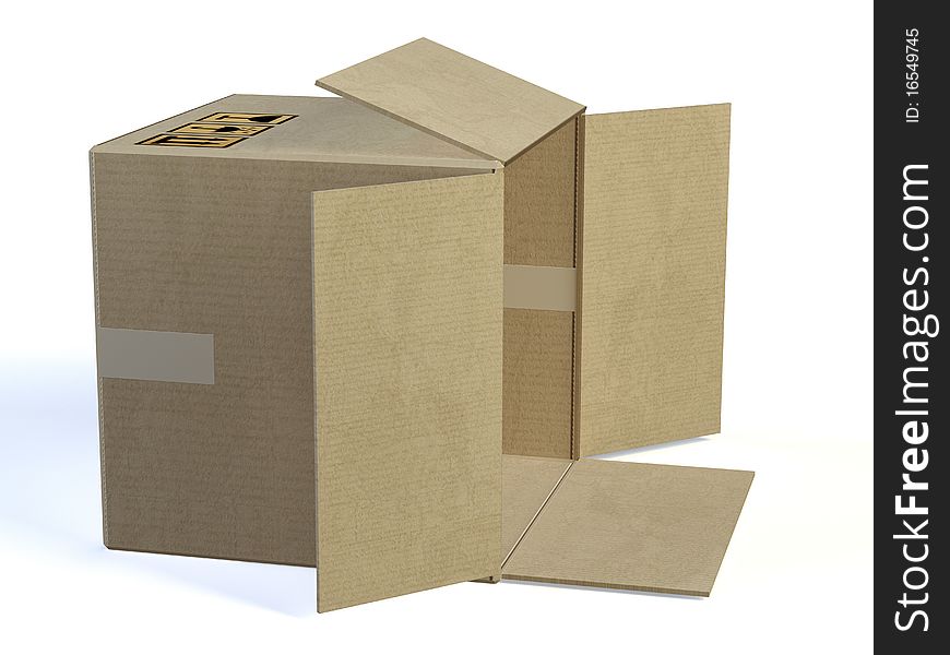 3d box cartons on the white background