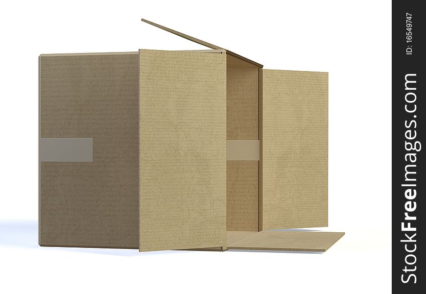 3d box cartons on the white background