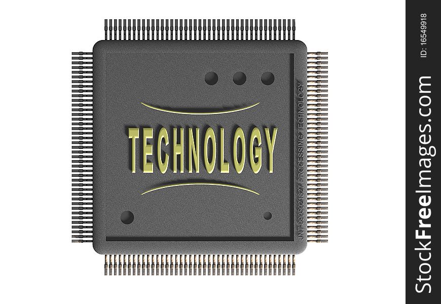 3D-modelled microprocessor representing the notion of high-technology